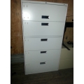 Hon Grey 5 Drawer Lateral File Cabinet, Locking